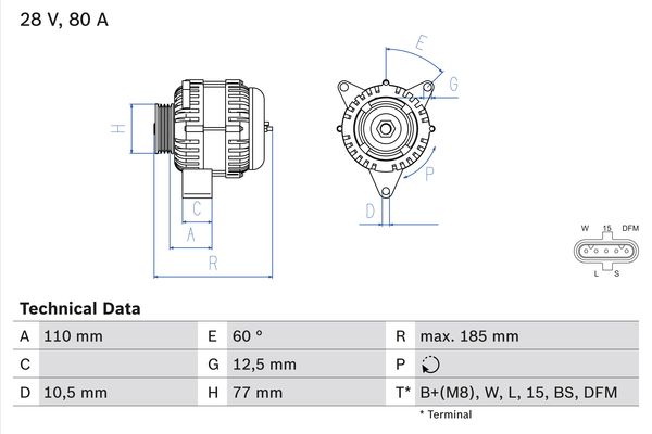 Alternator/Dynamo Bosch 0 986 042 360
