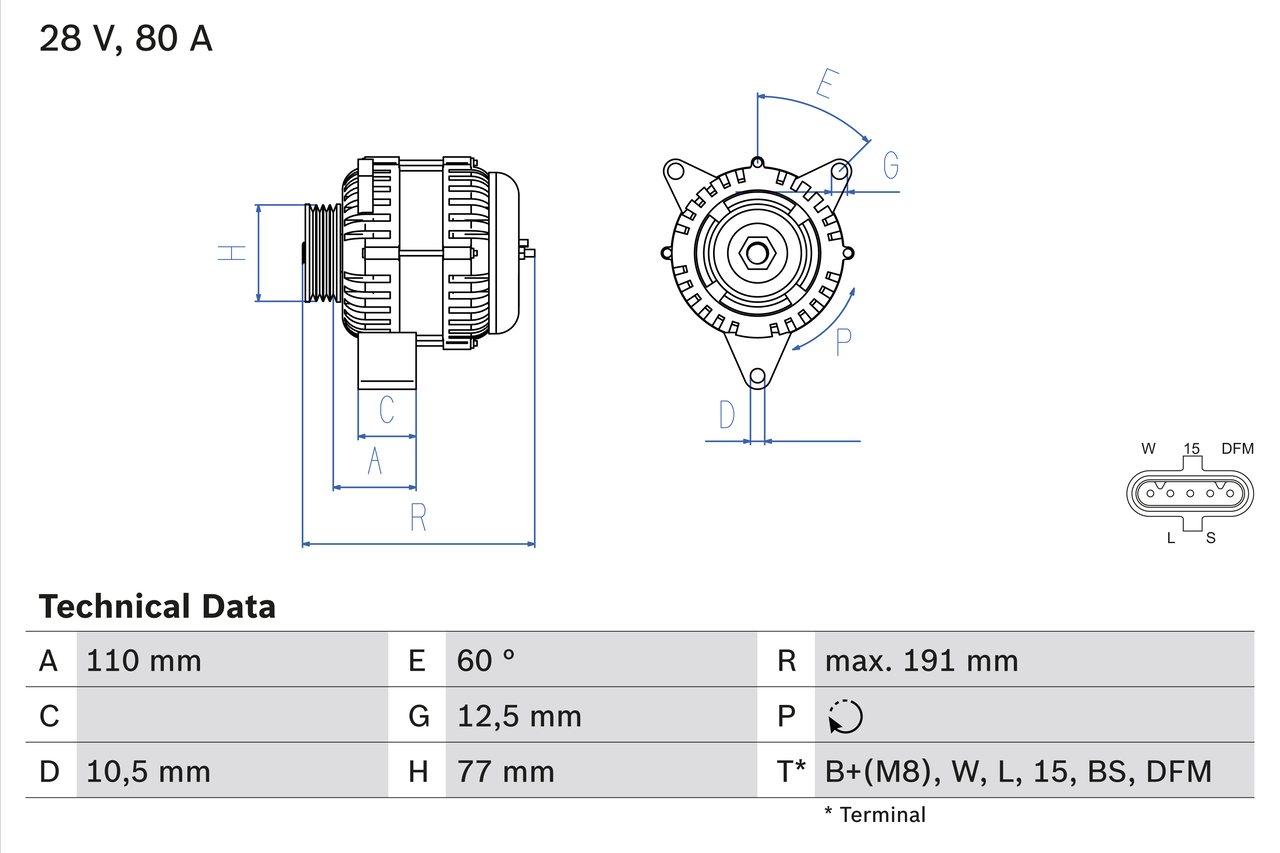 Alternator/Dynamo Bosch 0 986 042 380
