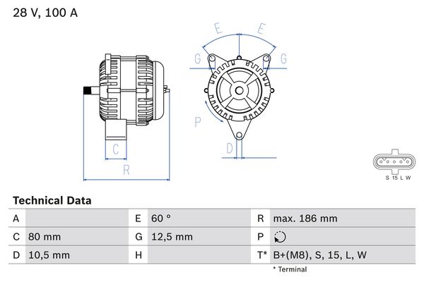 Alternator/Dynamo Bosch 0 986 042 590