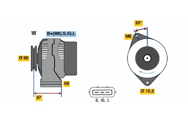 Alternator/Dynamo Bosch 0 986 043 021