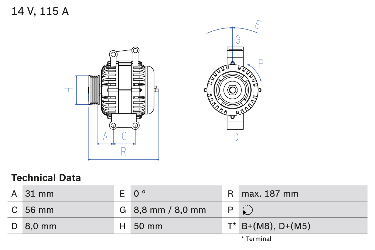 Alternator/Dynamo Bosch 0 986 043 660