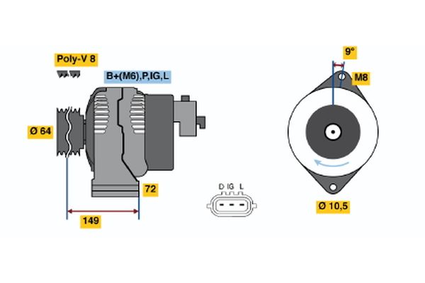 Alternator/Dynamo Bosch 0 986 044 501