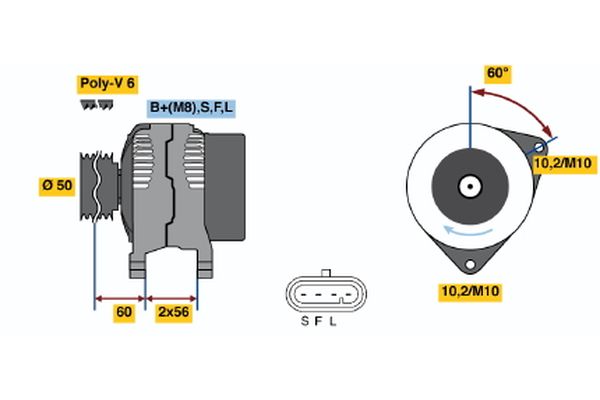 Alternator/Dynamo Bosch 0 986 044 521