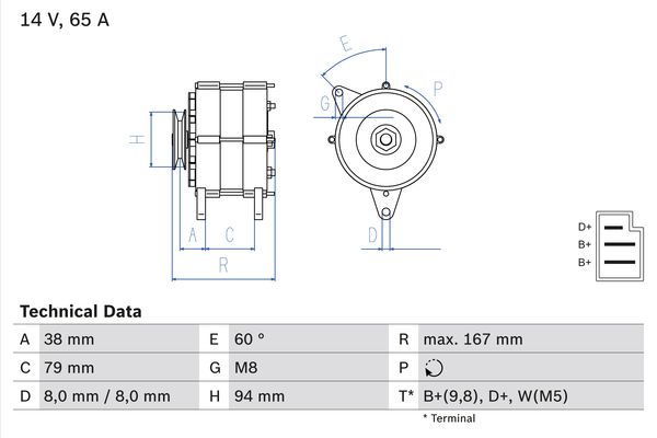 Alternator/Dynamo Bosch 0 986 044 591