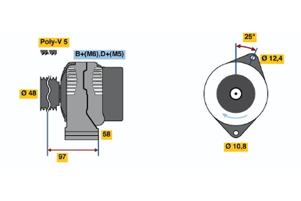 Alternator/Dynamo Bosch 0 986 044 621