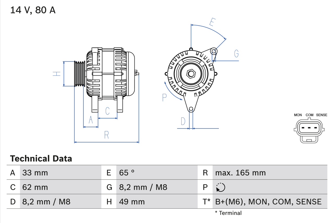 Alternator/Dynamo Bosch 0 986 044 671