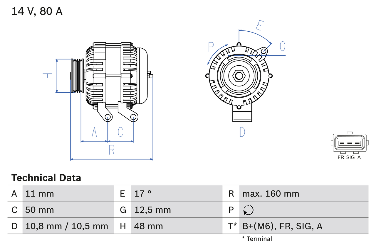 Alternator/Dynamo Bosch 0 986 044 701