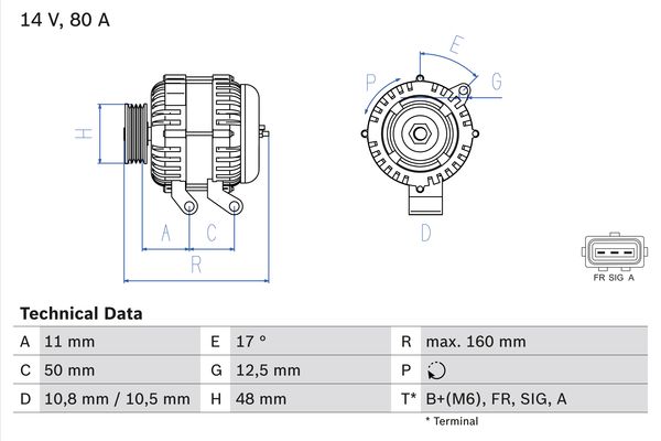 Alternator/Dynamo Bosch 0 986 044 701