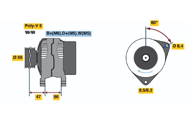 Alternator/Dynamo Bosch 0 986 044 741