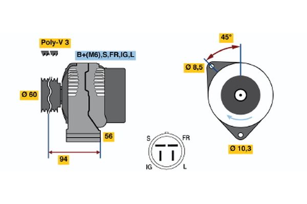 Alternator/Dynamo Bosch 0 986 044 791