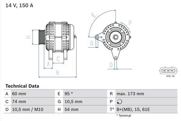 Alternator/Dynamo Bosch 0 986 045 031