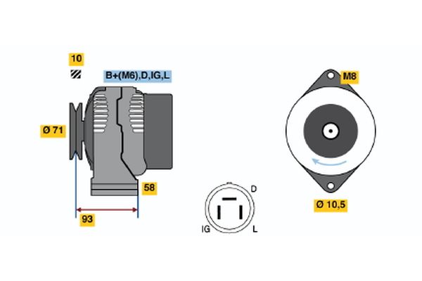 Alternator/Dynamo Bosch 0 986 045 081