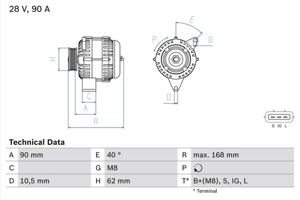 Alternator/Dynamo Bosch 0 986 045 170
