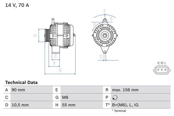 Alternator/Dynamo Bosch 0 986 045 751