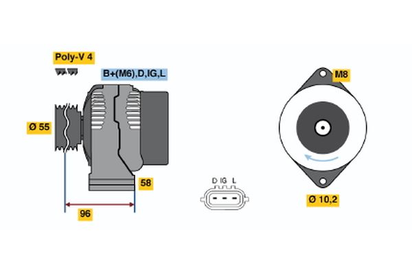 Alternator/Dynamo Bosch 0 986 045 801