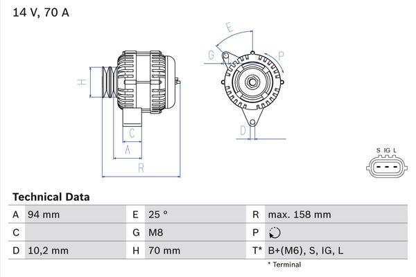 Alternator/Dynamo Bosch 0 986 045 891