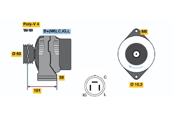 Alternator/Dynamo Bosch 0 986 045 911