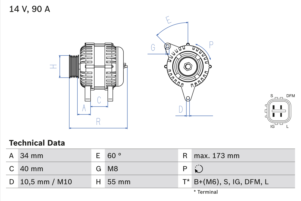 Alternator/Dynamo Bosch 0 986 046 110