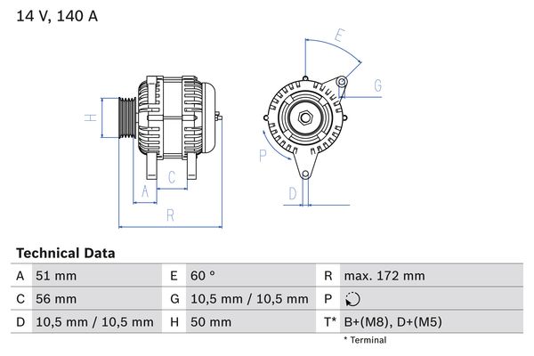 Alternator/Dynamo Bosch 0 986 046 230