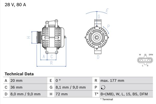 Alternator/Dynamo Bosch 0 986 046 580