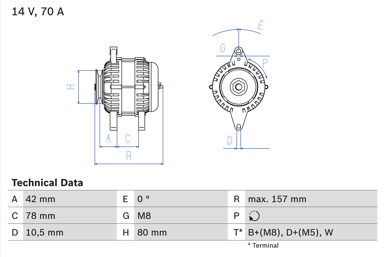 Alternator/Dynamo Bosch 0 986 047 200