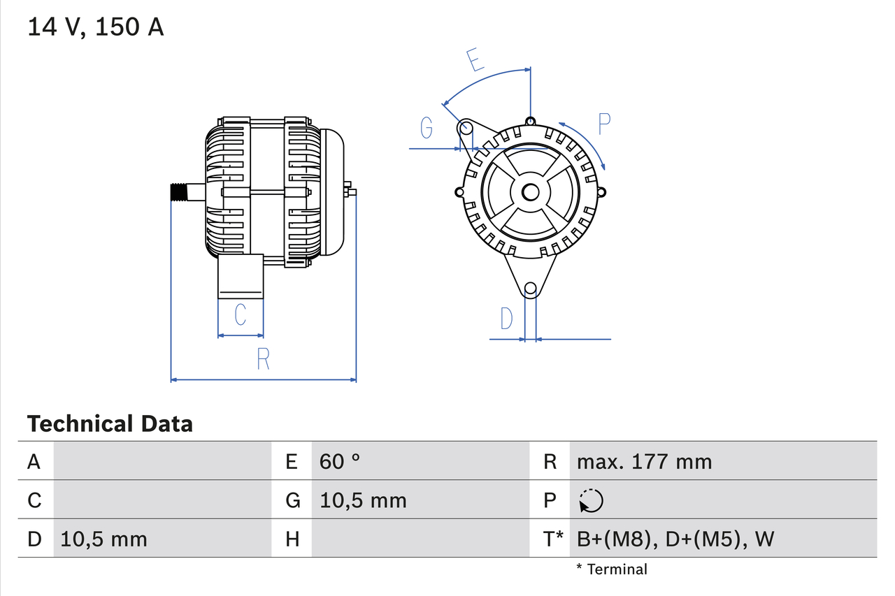 Alternator/Dynamo Bosch 0 986 047 210