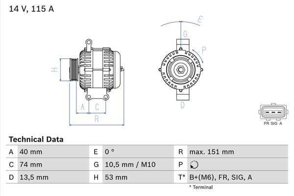 Alternator/Dynamo Bosch 0 986 049 460