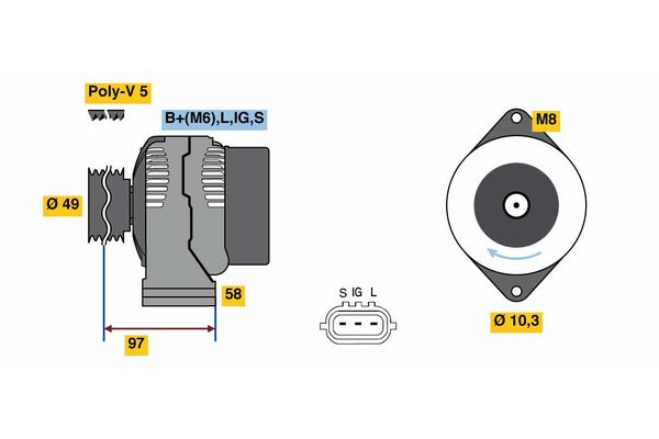 Alternator/Dynamo Bosch 0 986 080 010