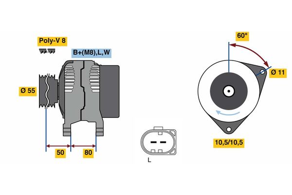 Alternator/Dynamo Bosch 0 986 080 070