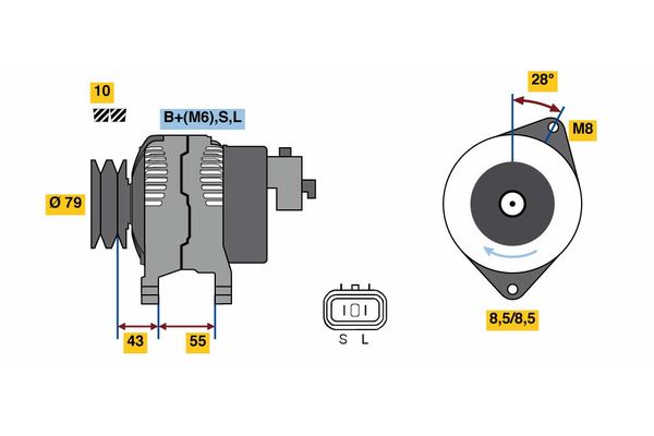 Alternator/Dynamo Bosch 0 986 080 130