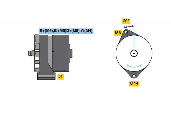 Alternator/Dynamo Bosch 0 986 080 180