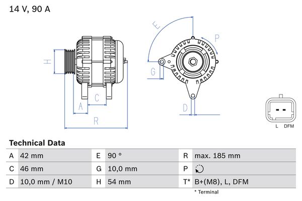 Alternator/Dynamo Bosch 0 986 080 190