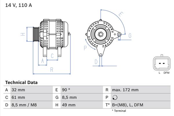 Alternator/Dynamo Bosch 0 986 080 330