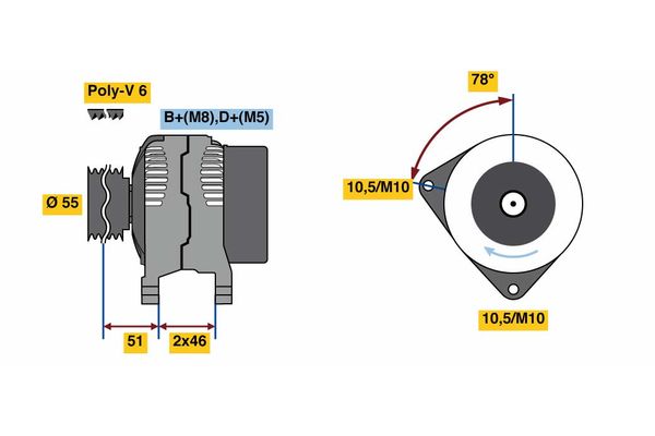 Alternator/Dynamo Bosch 0 986 080 530