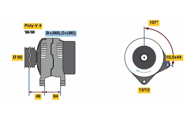 Alternator/Dynamo Bosch 0 986 080 550