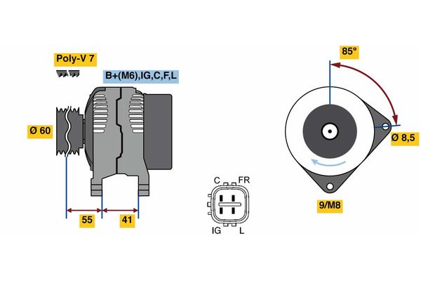 Alternator/Dynamo Bosch 0 986 080 730