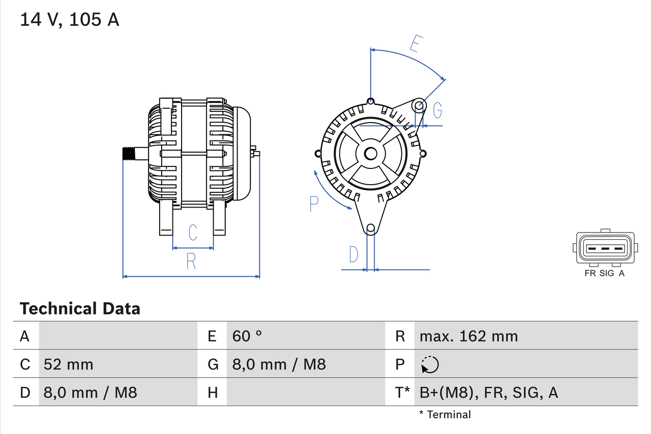 Alternator/Dynamo Bosch 0 986 081 090