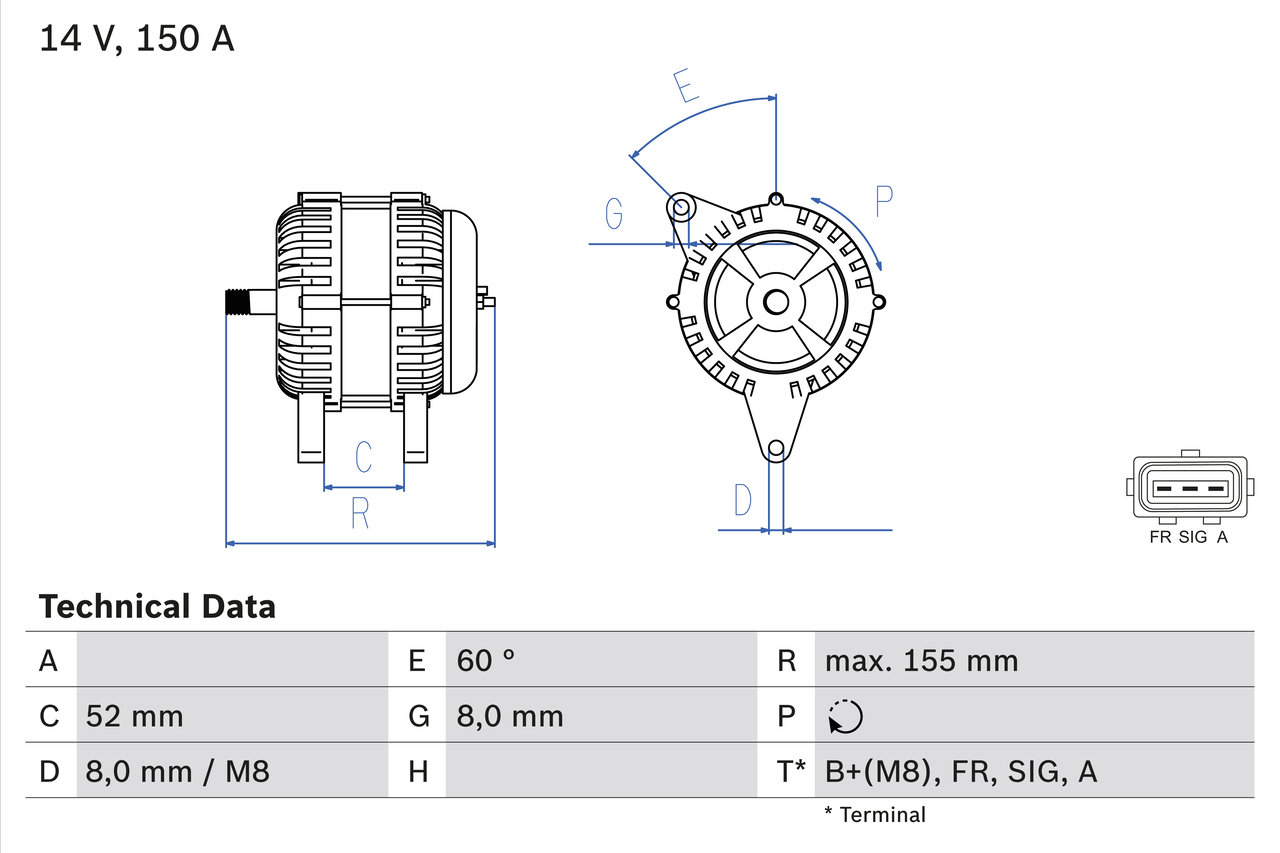 Alternator/Dynamo Bosch 0 986 081 140