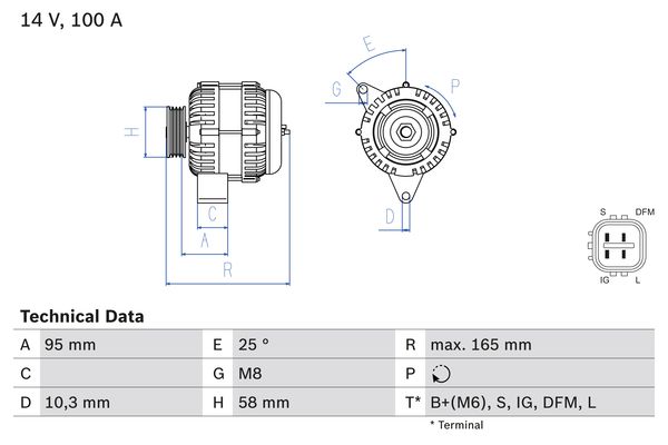 Alternator/Dynamo Bosch 0 986 082 010