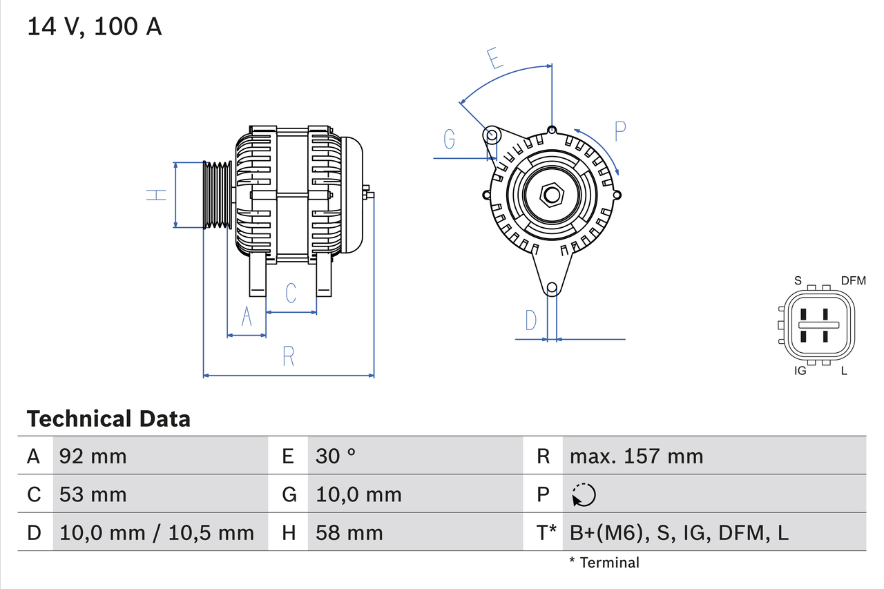 Alternator/Dynamo Bosch 0 986 082 030