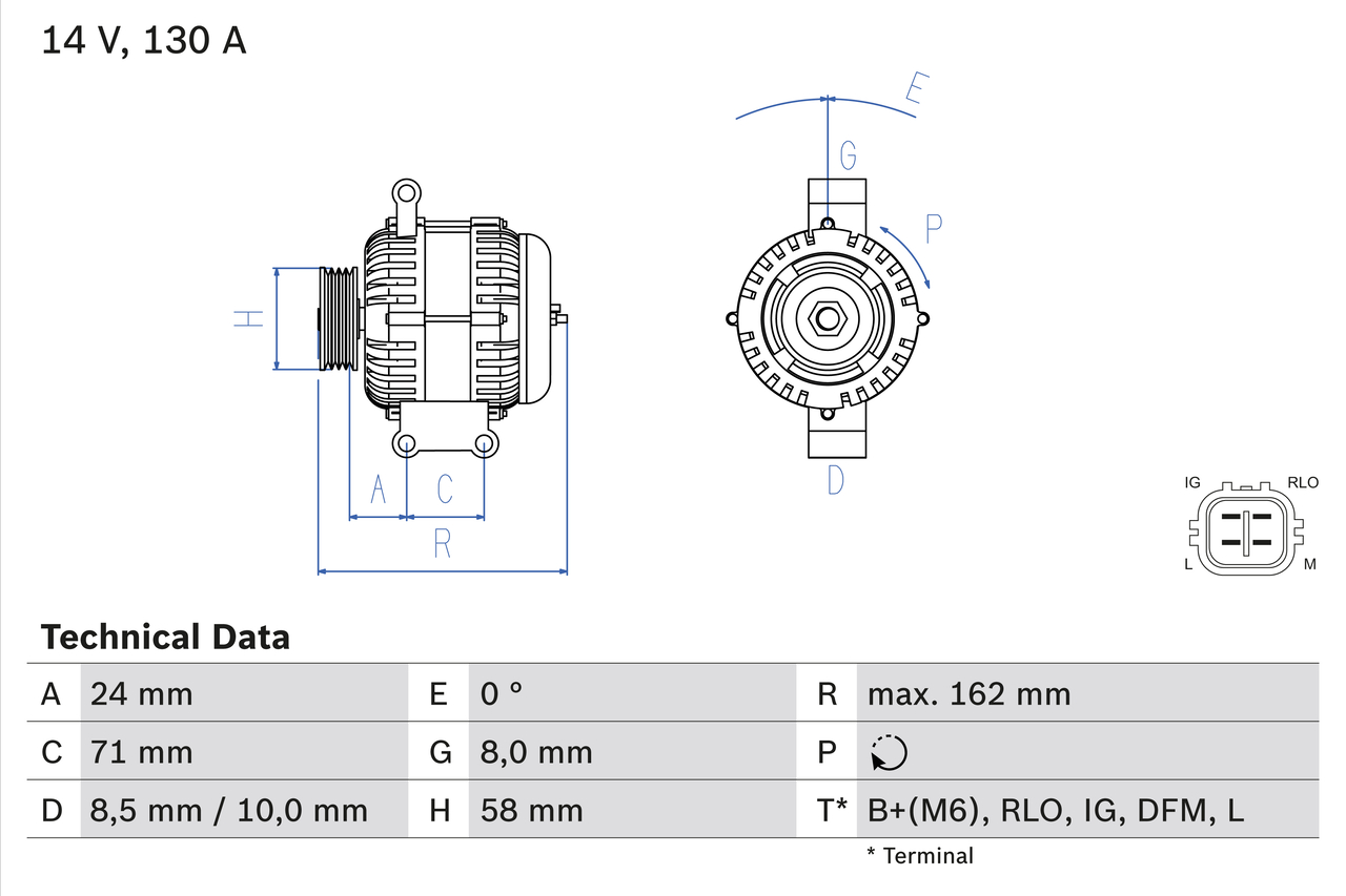 Alternator/Dynamo Bosch 0 986 082 070