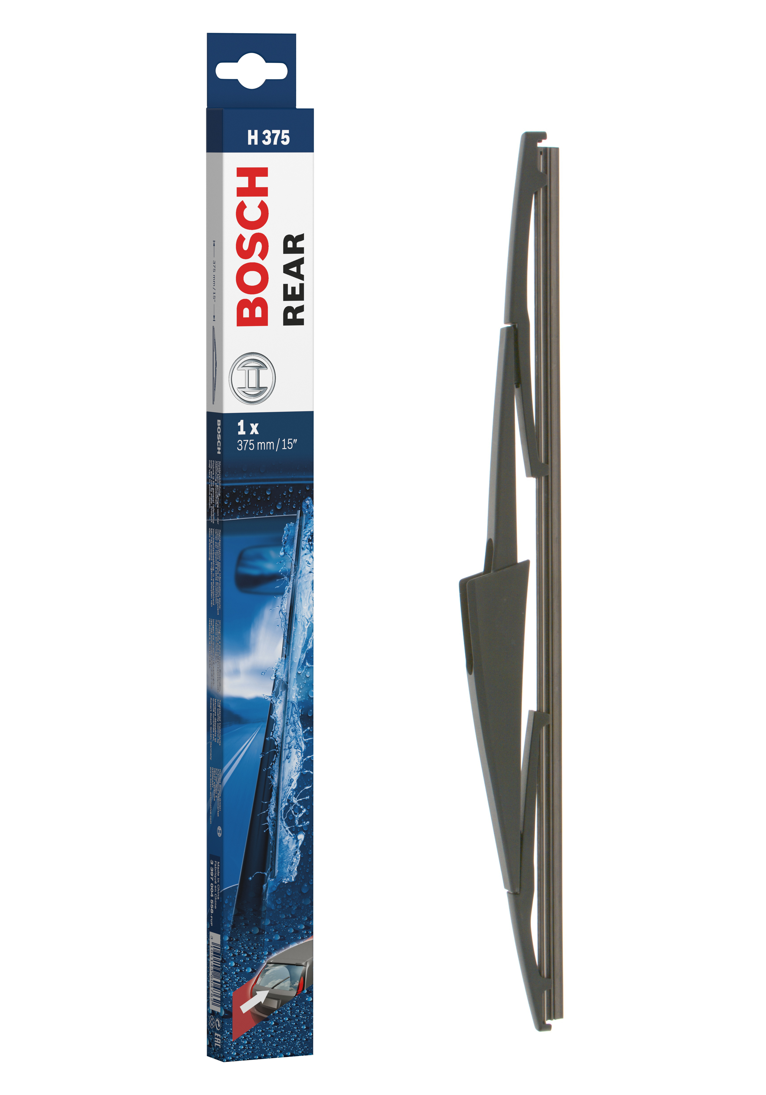 Ruitenwisserblad Bosch 3 397 004 558 - Bosch H375 - Ruitenwisser Rear - Lengte: 375 mm - wisserblad achter