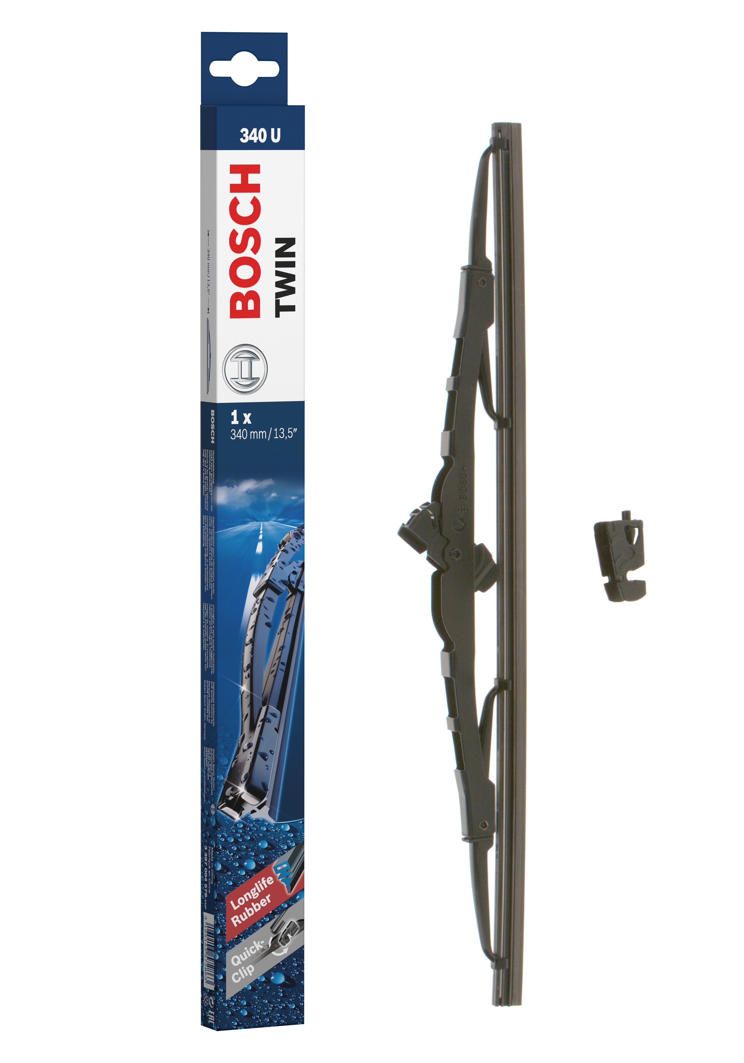 Ruitenwisserblad Bosch 3 397 004 578 - Bosch 340U - Ruitenwisser Twin - Lengte: 340 mm - enkele wisser voor