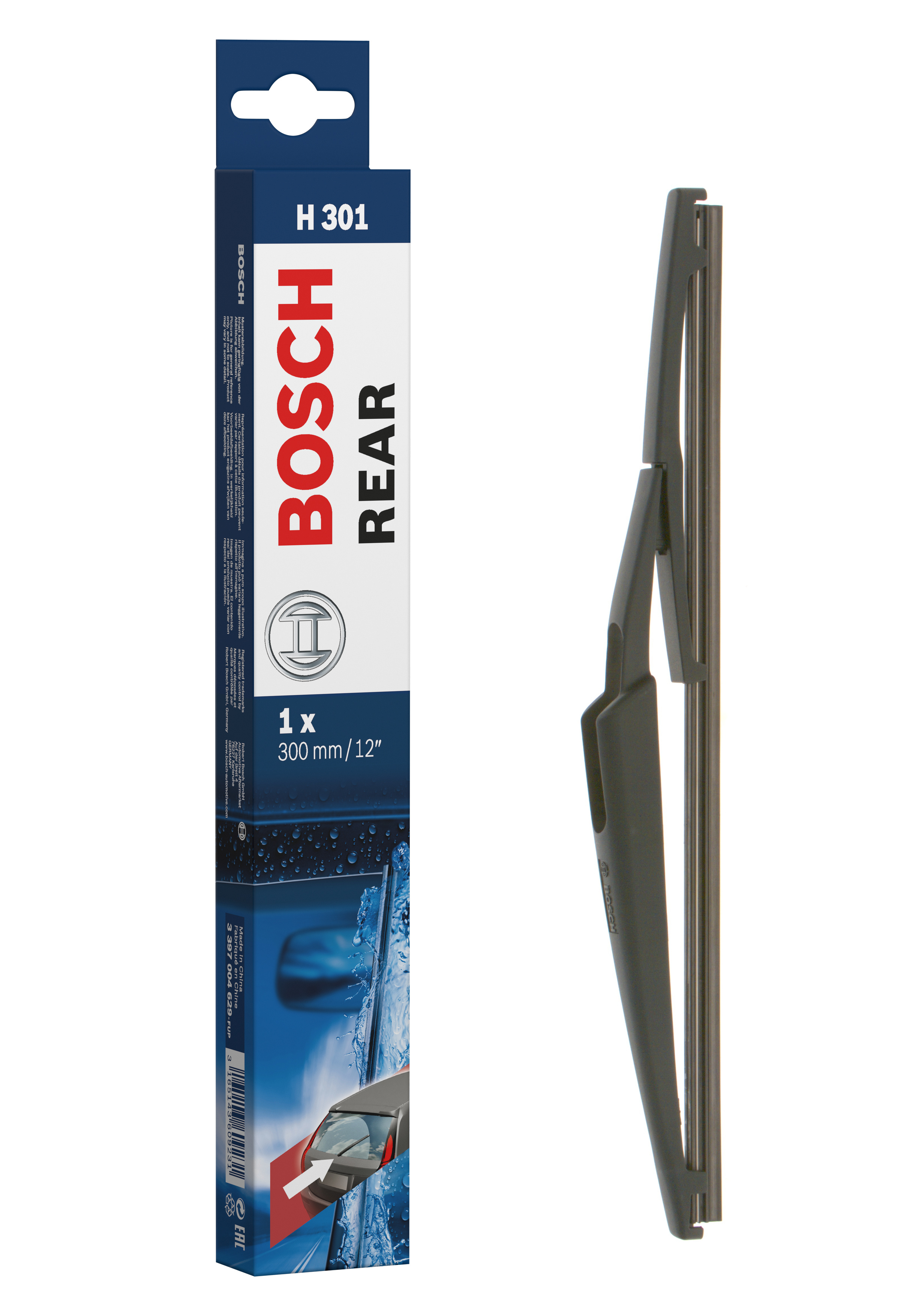 Ruitenwisserblad Bosch 3 397 004 629 - Bosch H301 - Ruitenwisser Rear - Lengte: 300 mm - wisserblad achter