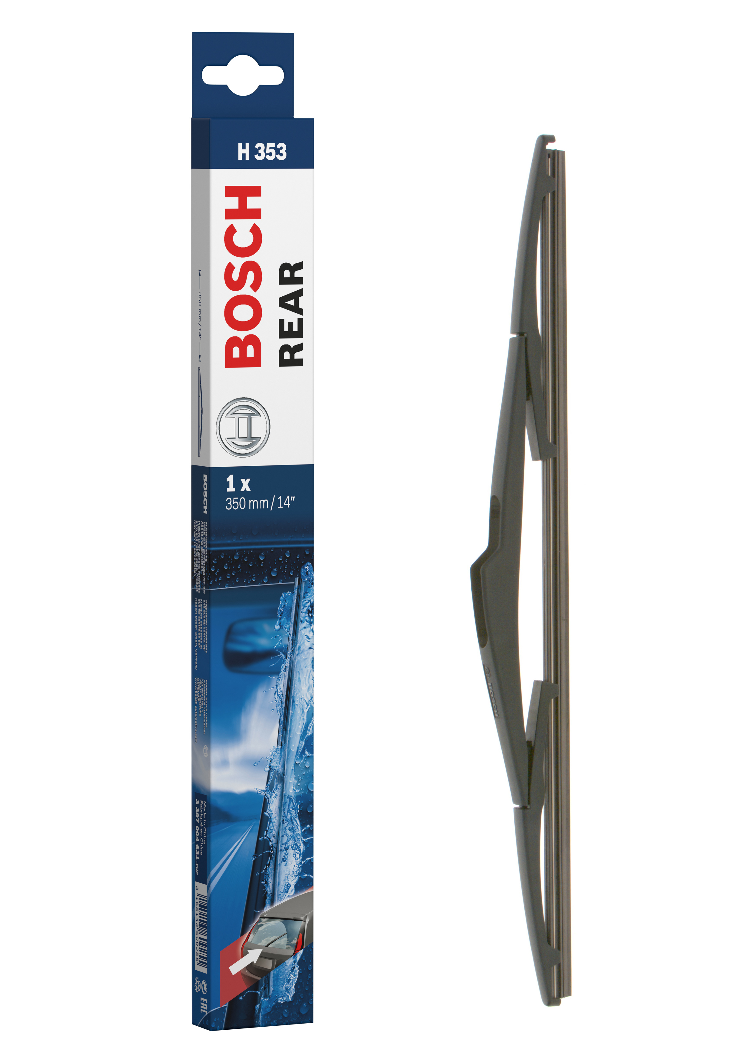 Ruitenwisserblad Bosch 3 397 004 631 - Bosch H353 - Ruitenwisser Rear - Lengte: 350 mm - wisserblad achter