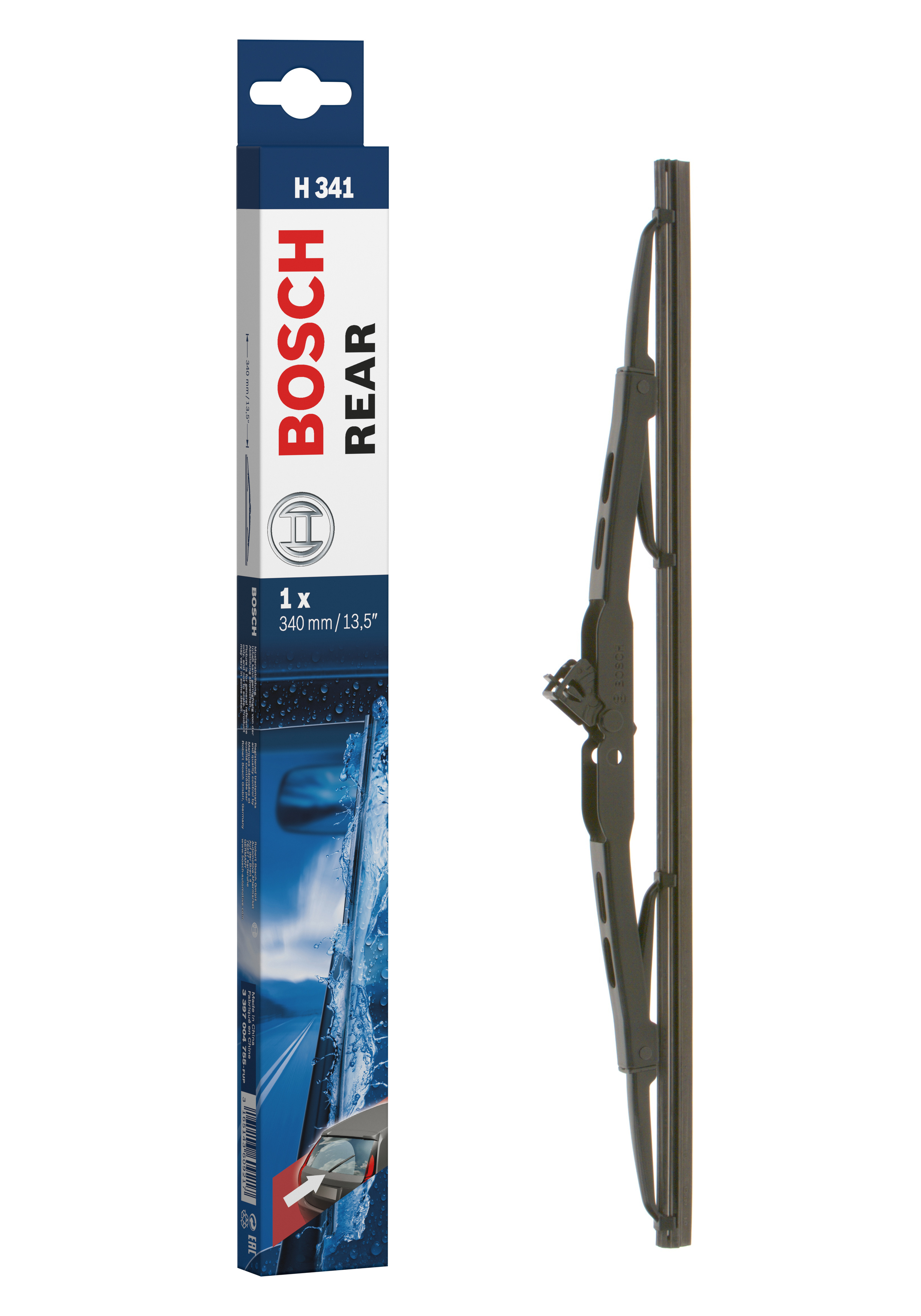 Ruitenwisserblad Bosch 3 397 004 755 - Bosch H341 - Ruitenwisser Rear - Lengte: 340 mm - wisserblad achter