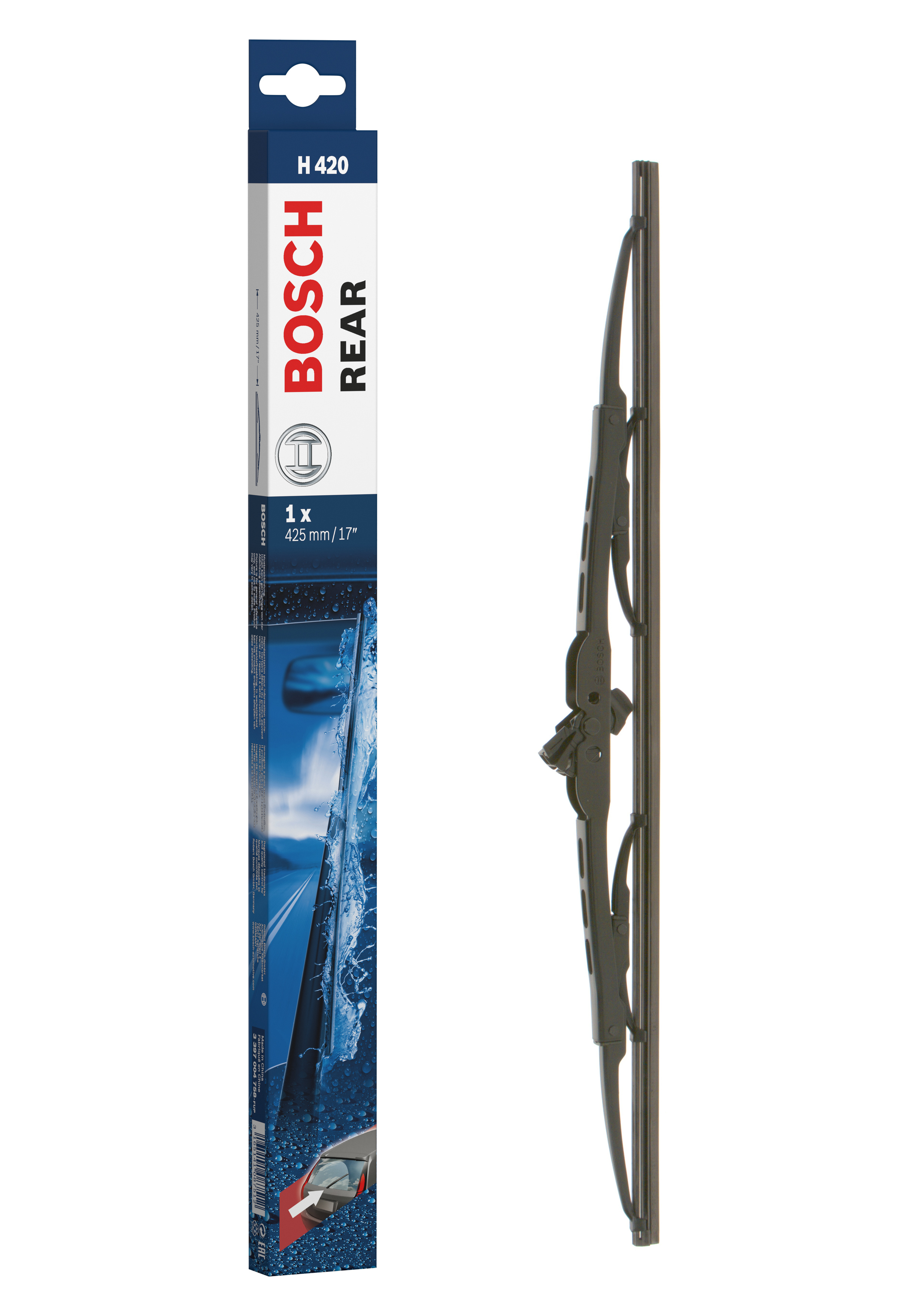 Ruitenwisserblad Bosch 3 397 004 758 - Bosch H420 - Ruitenwisser Rear - Lengte: 425 mm - wisserblad achter