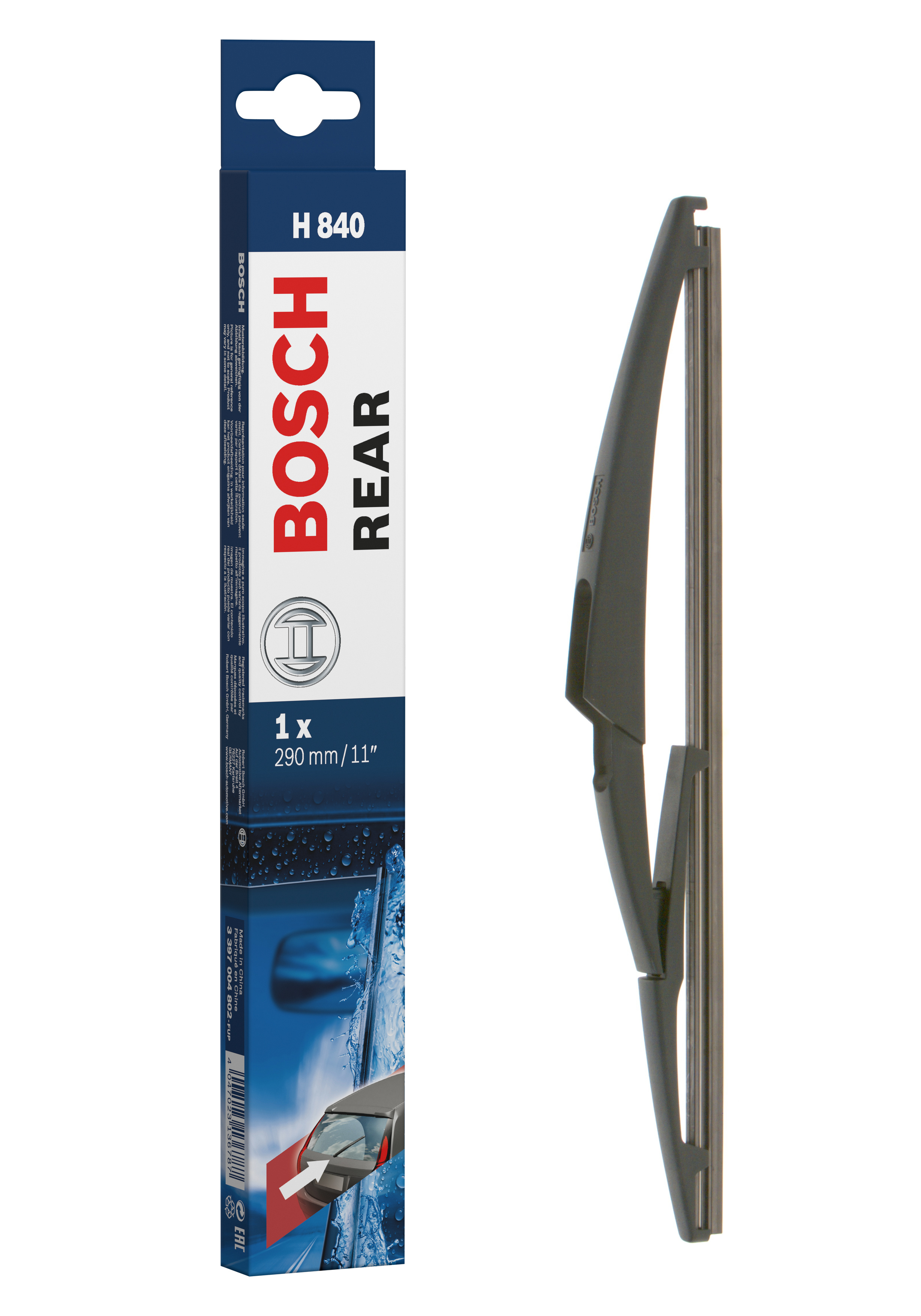 Ruitenwisserblad Bosch 3 397 004 802 - Bosch H840 - Ruitenwisser Rear - Lengte: 290 mm - wisserblad achter