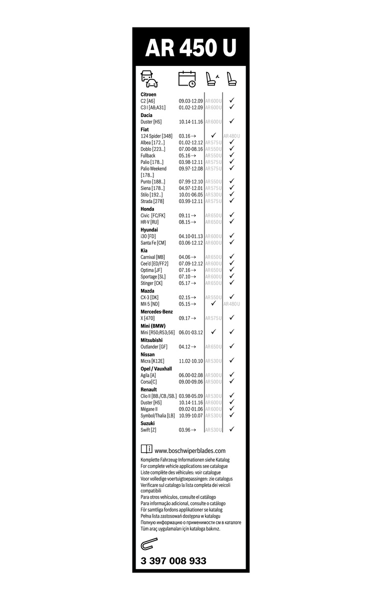 Bosch Ruitenwisserblad 3 397 008 933