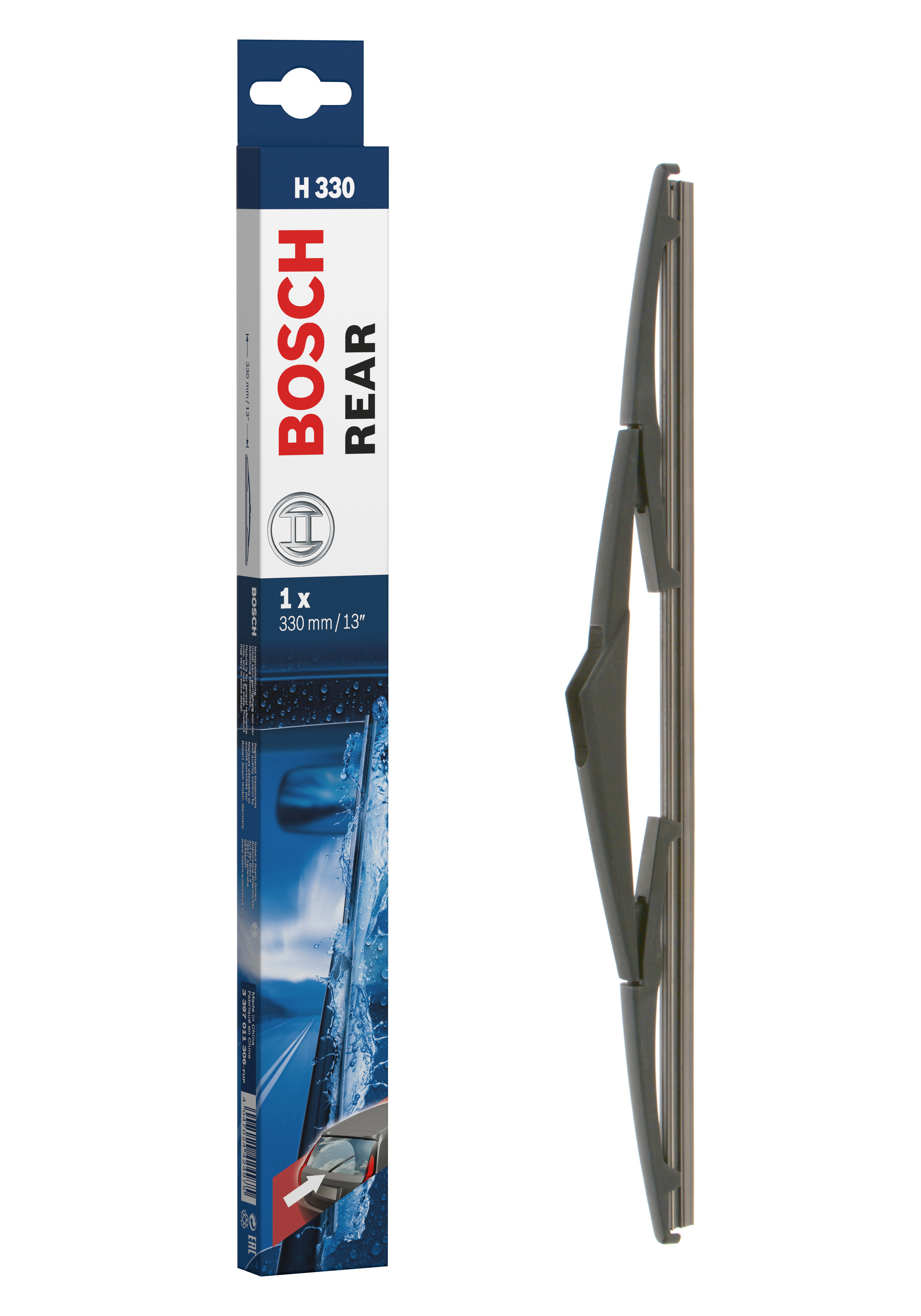 Ruitenwisserblad Bosch 3 397 011 306 - Bosch H330 - Ruitenwisser Rear - Lengte: 330 mm - wisserblad achter